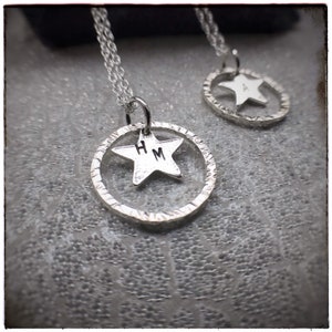 MUMMYS STAR charity sterling silver star and hammered hoop personalised handmade initial pendant image 6