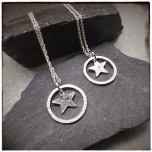 MUMMYS STAR charity sterling silver star and hammered hoop personalised handmade initial pendant image 8