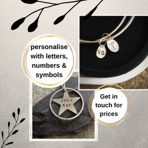 MUMMYS STAR charity sterling silver star and hammered hoop personalised handmade initial pendant image 2