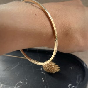 Solid 9ct gold bangle, handmade hammered tree bark textured stacking bangle, modern simple recycled gold
