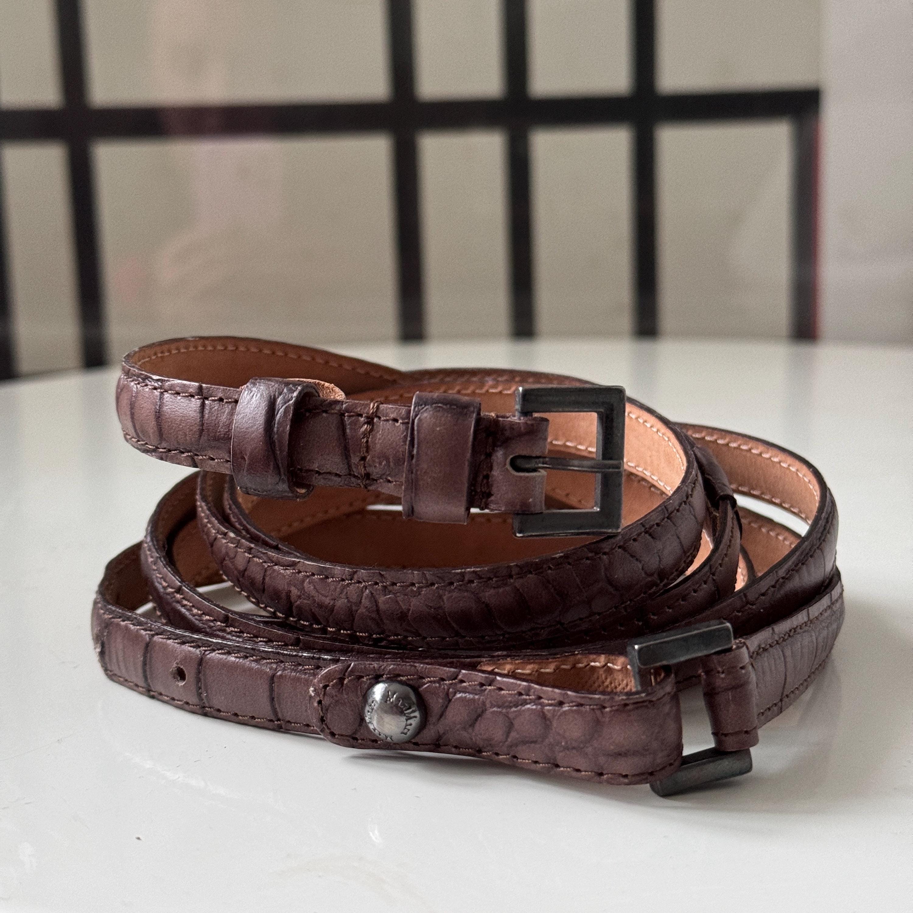 Max Mara Malaga Double Wrap Leather Belt MAXMARA | Italian Leather Double Wrap Belts Brown Croc Print  main image 2