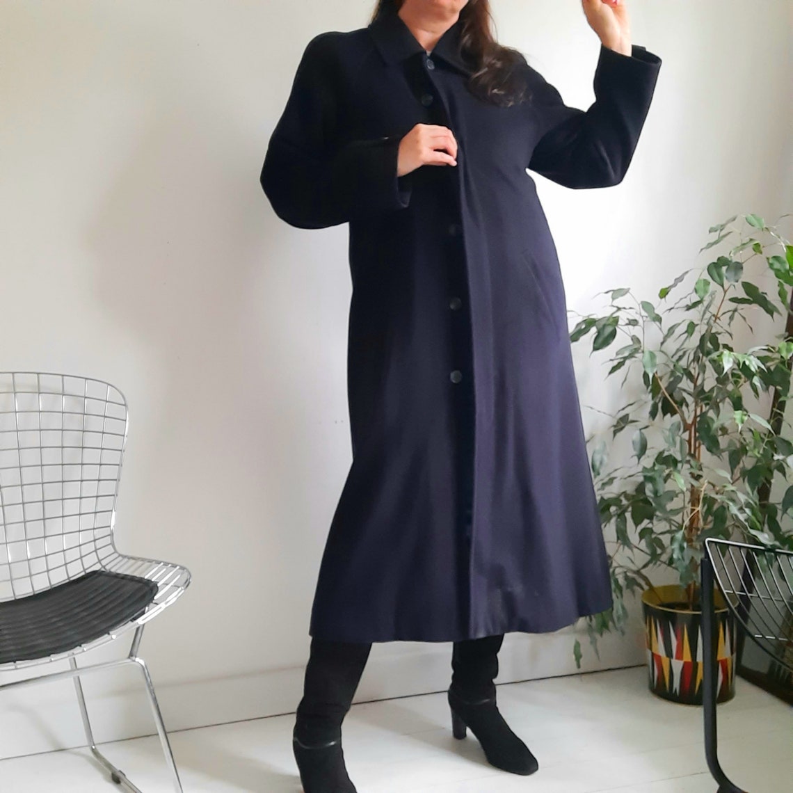 Vintage JAEGER Navy Blue Wool Coat Made in Great Britain Etsy