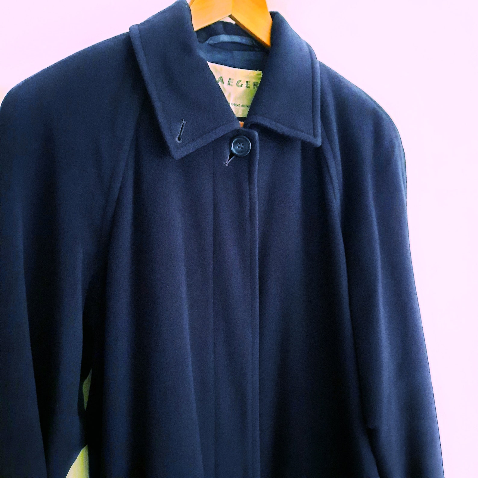 Vintage JAEGER Navy Blue Wool Coat Made in Great Britain Etsy