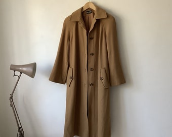 ALEXON | Vintage jaren '70 Camel Wollen Jas, Trench Style