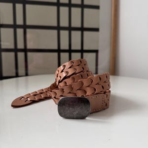 Vintage Y2K Leather Belt by Gap, Woven Leather Links