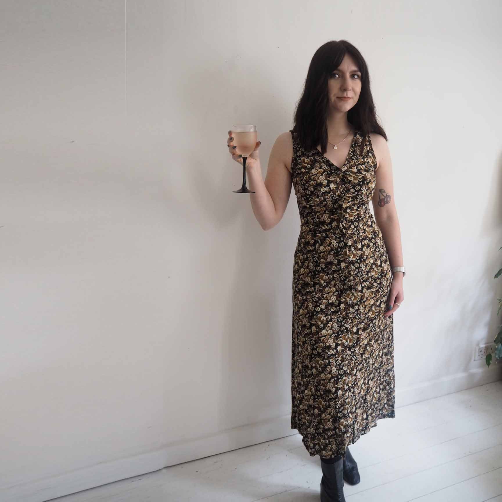 CALIFORNIA VINTAGE 'All That Jazz Vintage Petite 70s Floral Maxi Dress