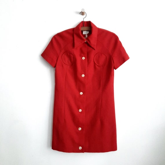 DAMENMODE | 1960s Red Mod Mini Shirt Dress, Dagge… - image 6