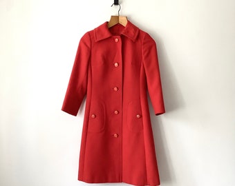 Vintage AQUASCUTUM HARRODS Red 60s Spring Coat