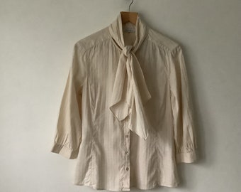 MARELLA | Vintage jaren 90 katoenen geruite blouse met strikhals