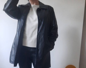 Veste blazer en cuir vintage des années 90 par Kathy Irelend