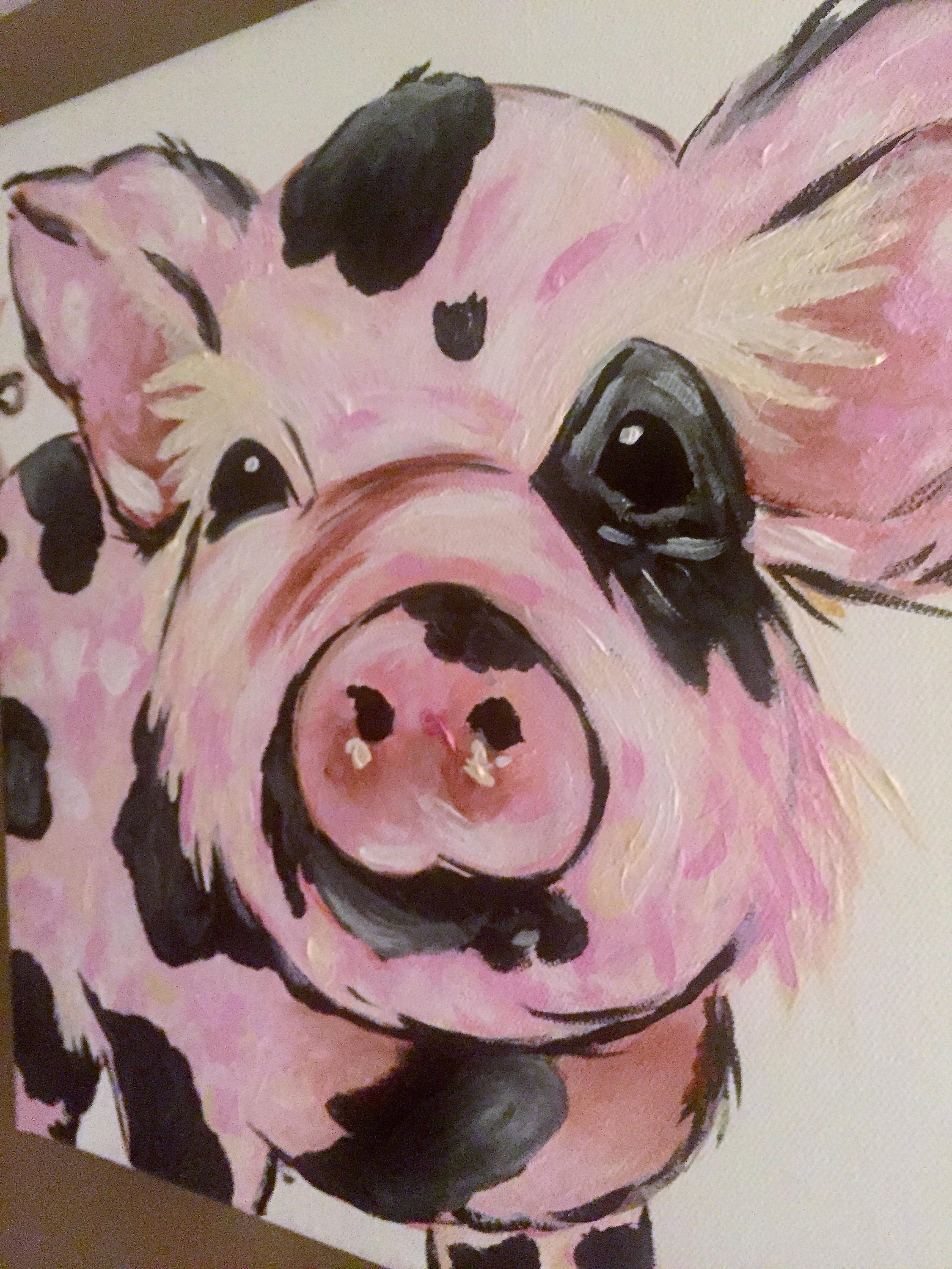 Acrylic Pig Canvas Painting. Original Acrylic Painting. Farm Etsy