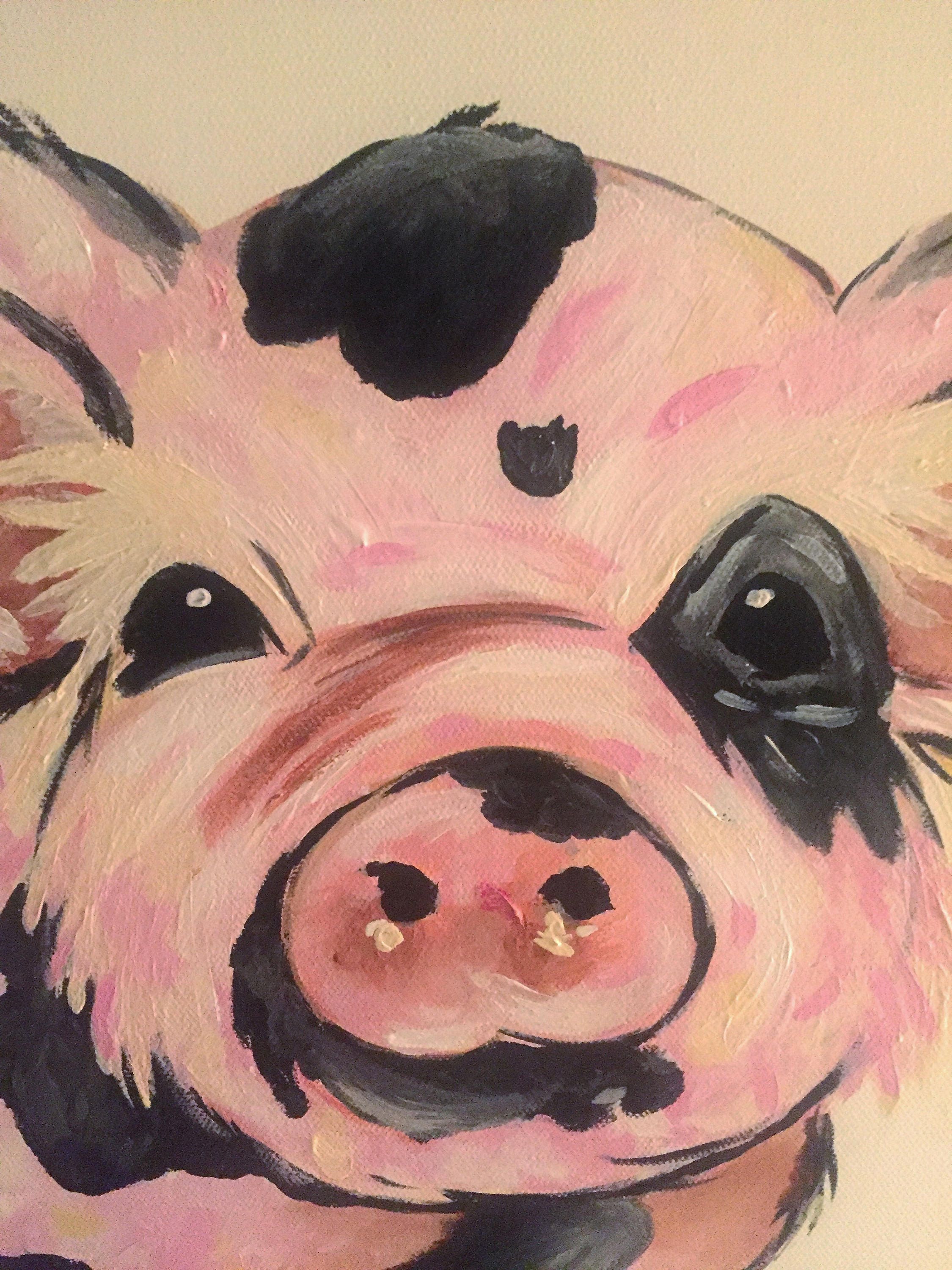 Acrylic Pig Canvas Painting. Original Acrylic Painting. Farm Etsy