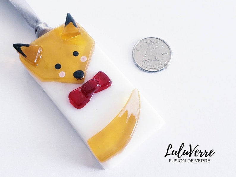 fusing glass Made in Quebec Fusing glass ornament Handmade Luluverre Craft Fox ornament in fused glass