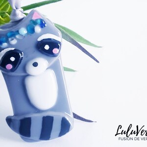 Decorative piquet made in Quebec laminated glass penguin ornament Luluverre/'s handmade creation Fusing glass