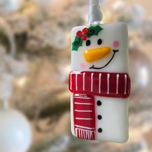 Christmas ornament, snowman. Glass fusion, fusing glass, Christmas