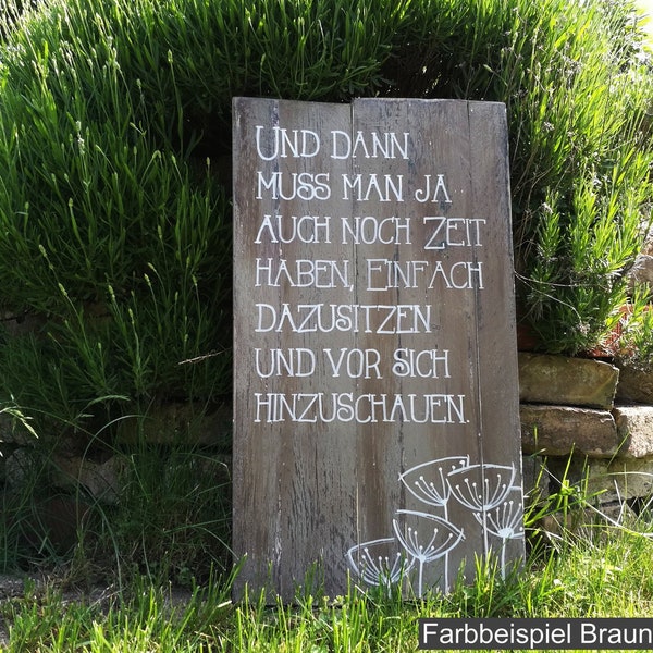 Schilder Garten Holzschild Sprüche Bilder Gartendeko Ostern auf Holz Spruch Nachdenken Zeit haben schenken Osterdeko Holzdeko Vintage Shabby