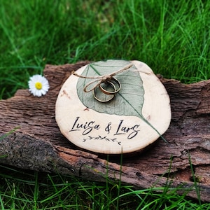Wooden Ring Birch Discs Pillow Alternative rustic Wedding Vintage Boho Ring Holder Decoration Accessories Braided Wedding Band Guestbook