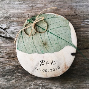 Wooden Ring Birch Discs Pillow Alternative rustic Wedding Vintage Boho Ring Holder Decoration Accessories Braided Wedding Band Guestbook image 9