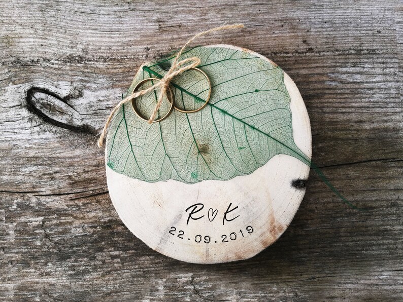 Wooden Ring Birch Discs Pillow Alternative rustic Wedding Vintage Boho Ring Holder Decoration Accessories Braided Wedding Band Guestbook image 9