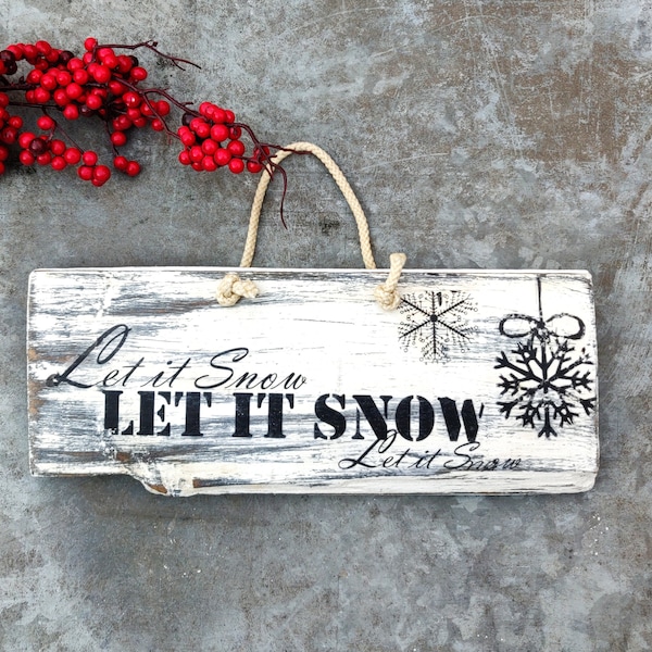 Shabby Chic Vintage Schild Dekoschild Let it snow Weihnachten