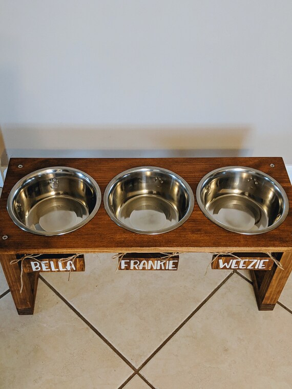 Triple Bowl Dog Feeder 3 Bowl Dog Feeder Custom Dog Feeder Etsy