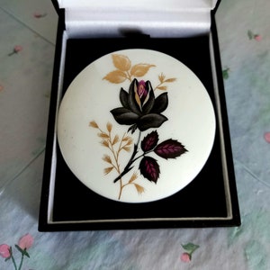Vintage Adderley Floral China Brooch - Large Adderley Black Rose Brooch