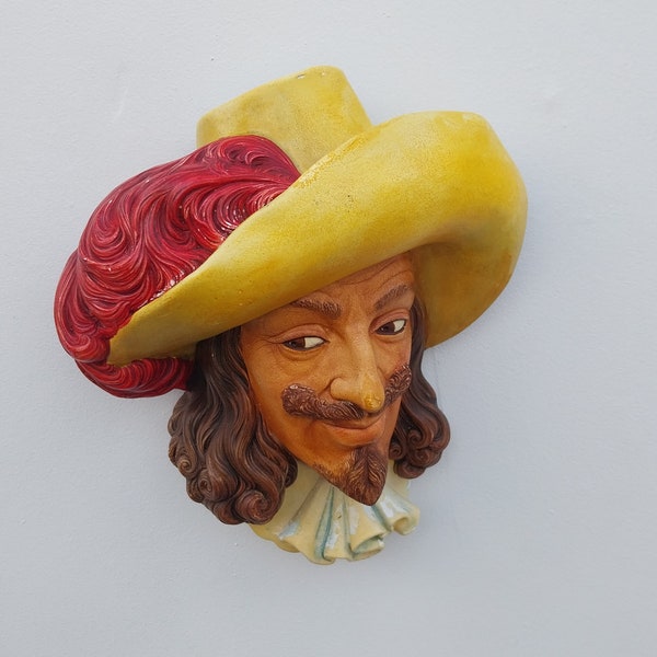 Rare Cavalier Head Wall Mask By Bosson Legends- Vintage Cavalier Wall Decor