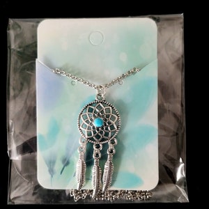 Collar/Colgante de atrapasueños - Collar de atrapasueños de plata hecho a mano con piedra azul