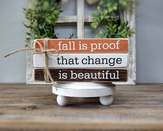 Fall Book Stack: Tiered Tray Decor - 'Fall is Proof'