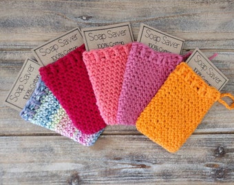 Bolsita de algodón tejida a crochet para guardar jabón: bolsa hecha a mano para restos de jabón.