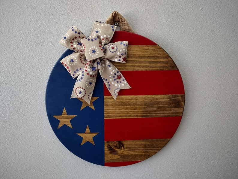 American Flag Door Hanger Patriotic Decor Flag Door Sign Etsy