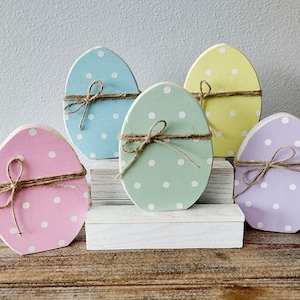 Wood Easter Egg, Rustic Easter Decor, Chunky Wood Eggs, Tiered Tray Decor, Wood Easter Decorations