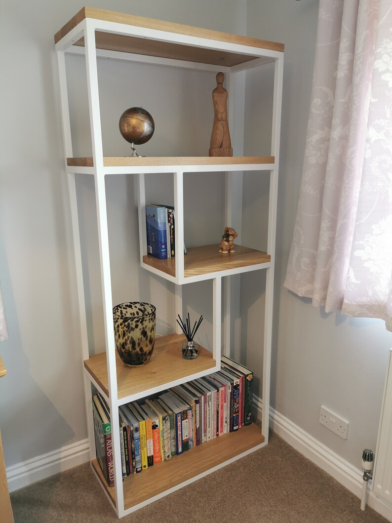 Steel and Oak quirky modern industrial shelving unit storage Etsy
