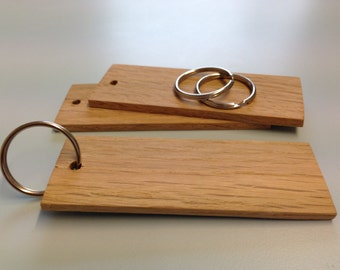 Keyrings blank solid oak wooden custom sizes quantities wholesale engrave print