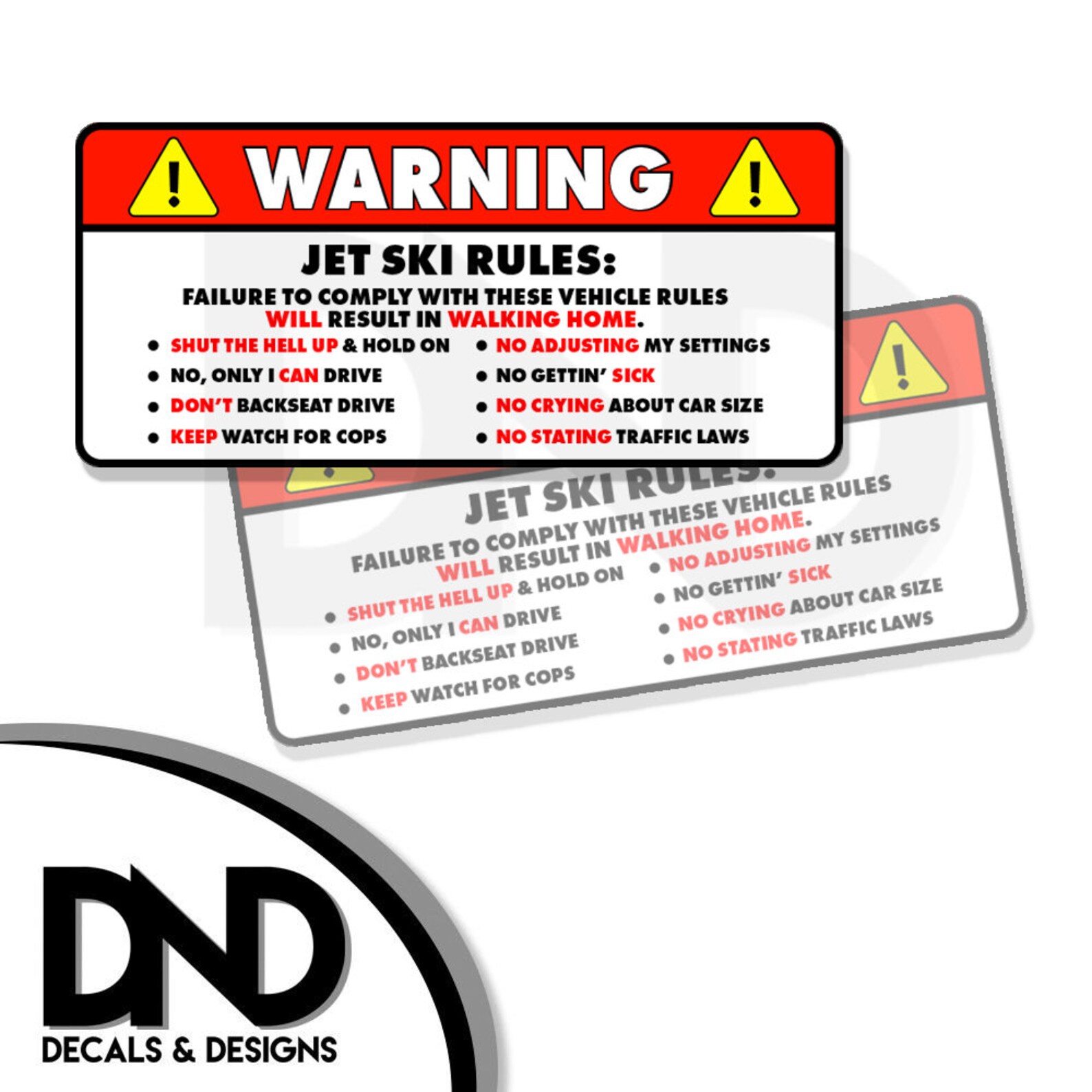 Jet Ski Rules Warning Safety Vehicle Funny Sticker Decal 2 Etsy