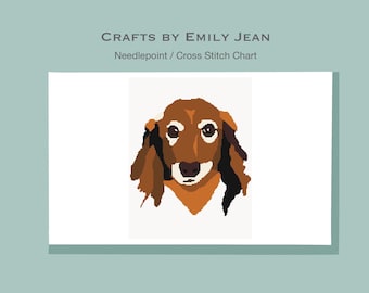 Long-Haired Dachshund Needlepoint / Cross Stitch Chart