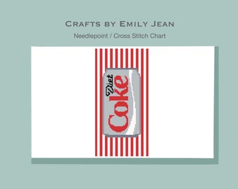 Diet Coke Needlepoint / Cross Stitch Eyeglass Case Chart