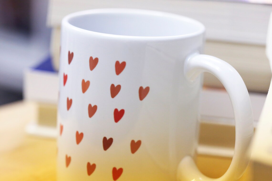 Heart Coffee Mug Wrap Around Design Coffee Mug Gift for Etsy