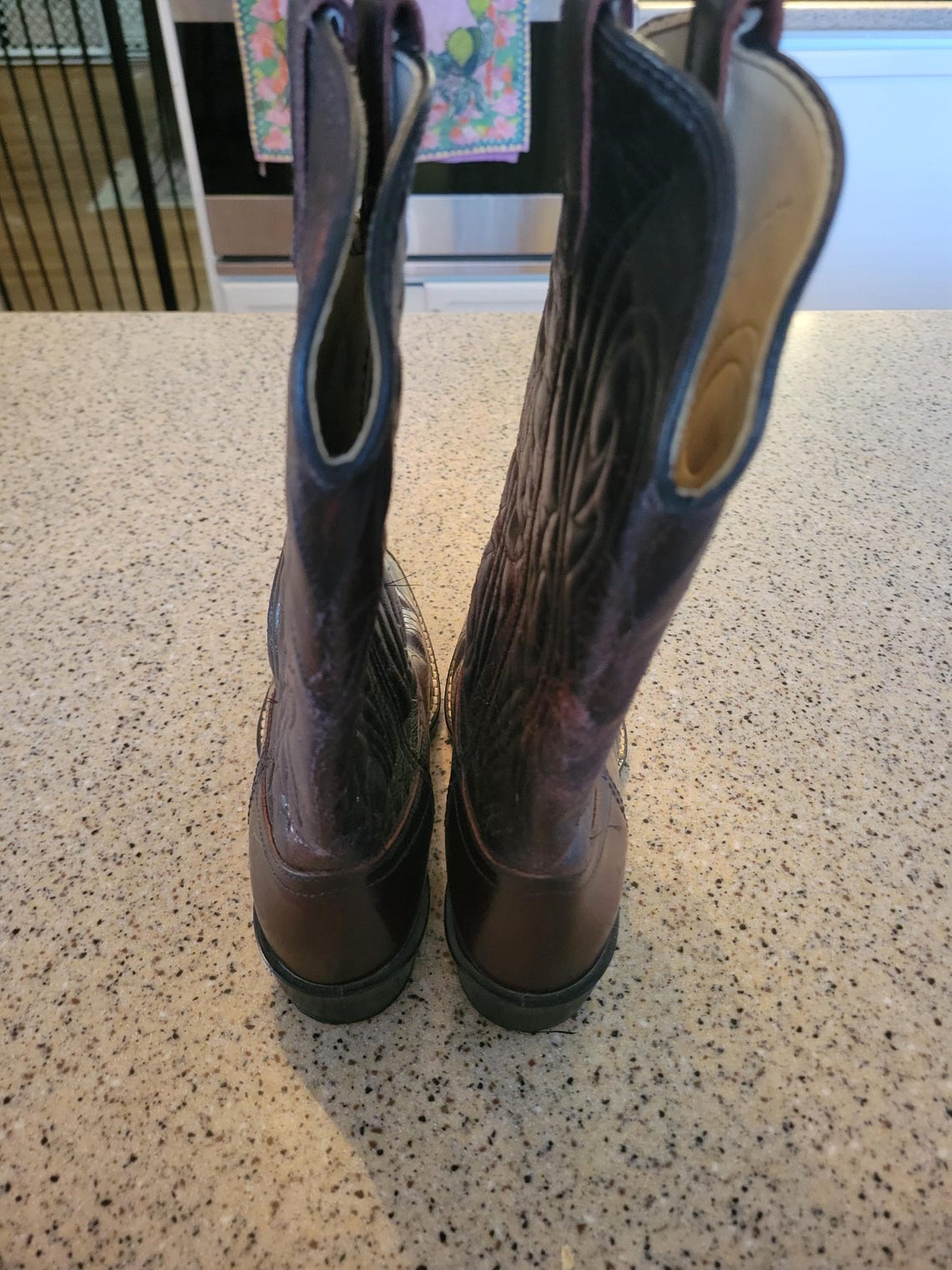 Mens SZ 5.5 Leather Acme Cowboy Boots Red, foto 3 di 5