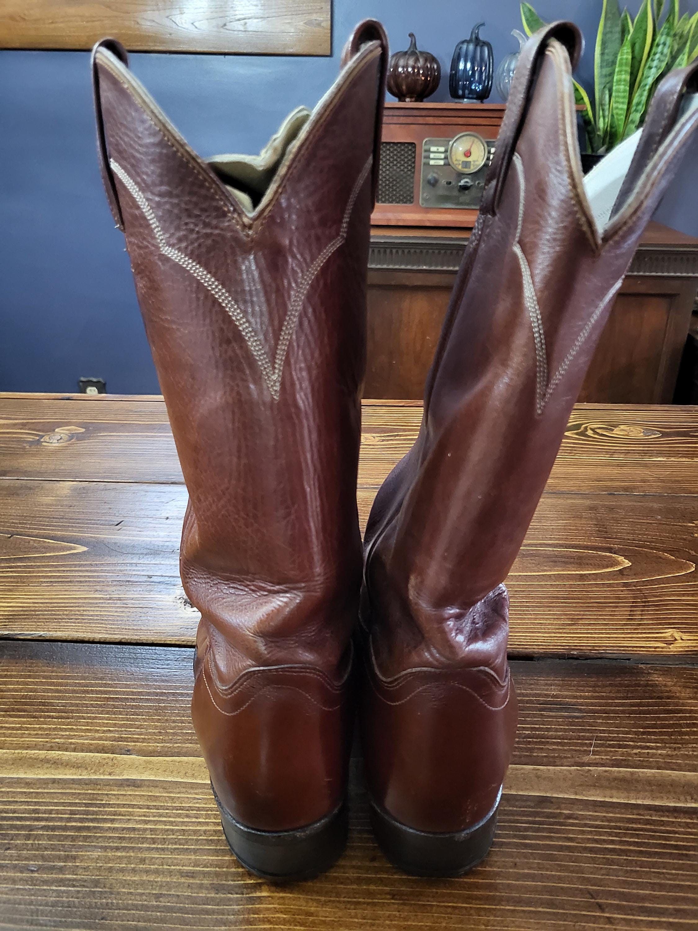 Bottes De Cowboy Dan Post Homme - Cuir, Bout Rond - Taille 12 - Artisanales (Neuf Avec Défauts Mineurs)