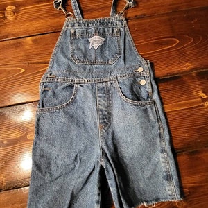 Guess SZ 10 Kids Denim Overall Shorts Vintage