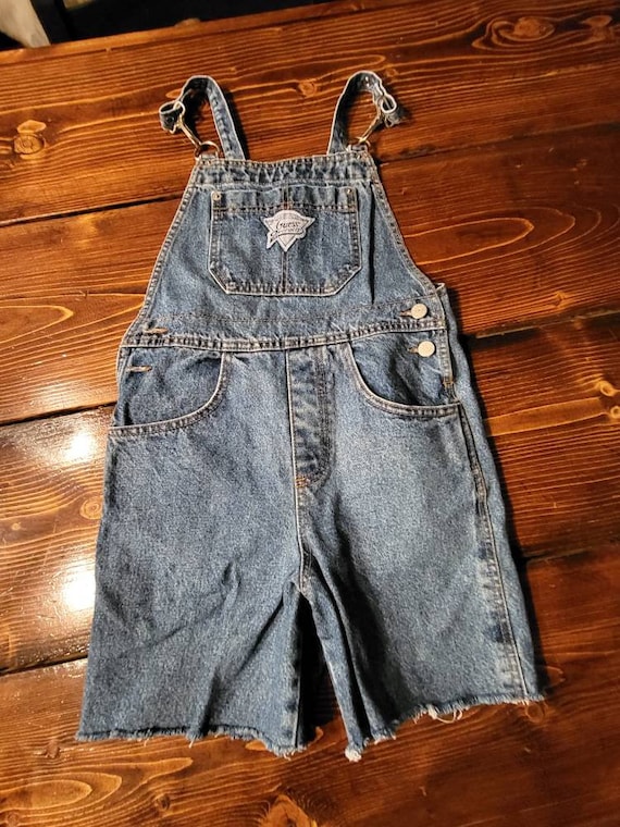 Guess SZ 10 Kids Denim Overall Shorts Vintage