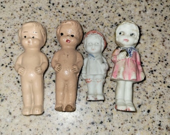 Frozen Charlotte Bisque And Composition Doll Lot (4) Antique Vtg