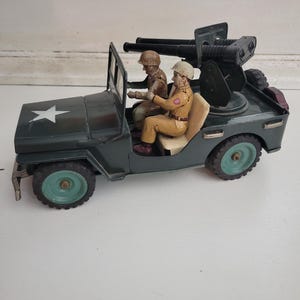 昭和レトロ未使用Masudaya Siren Patrol Jeep ブリキ玩具 昭和玩具