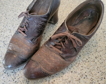 Edwardian Leather Womens Antique Heeled Shoes