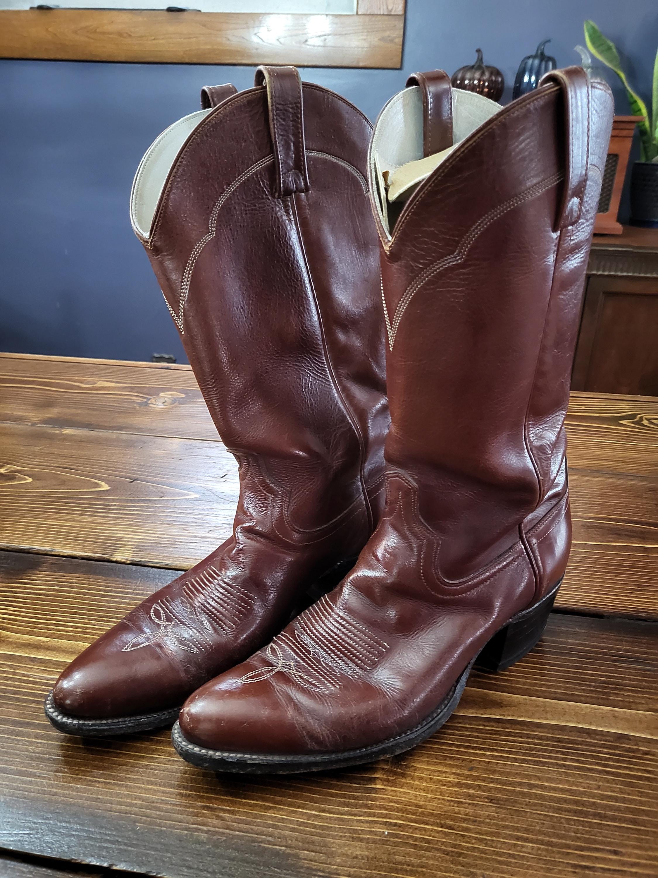 Dan Post Brown Leather Cowboy Boots Men’s 9 D Vintage Dan Post Men main image 2