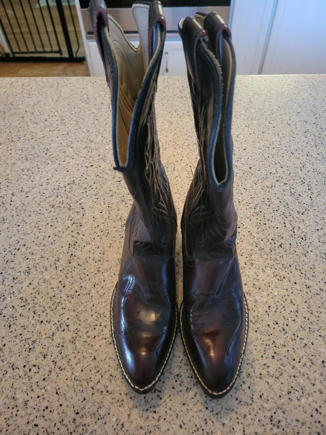 Mens SZ 5.5 Leather Acme Cowboy Boots Red, foto 4 di 5