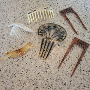 Edwardian Victorian Lot Of Celluloid Hair Combs