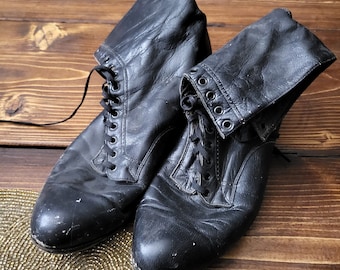 Antique Victorian womans leather shoes