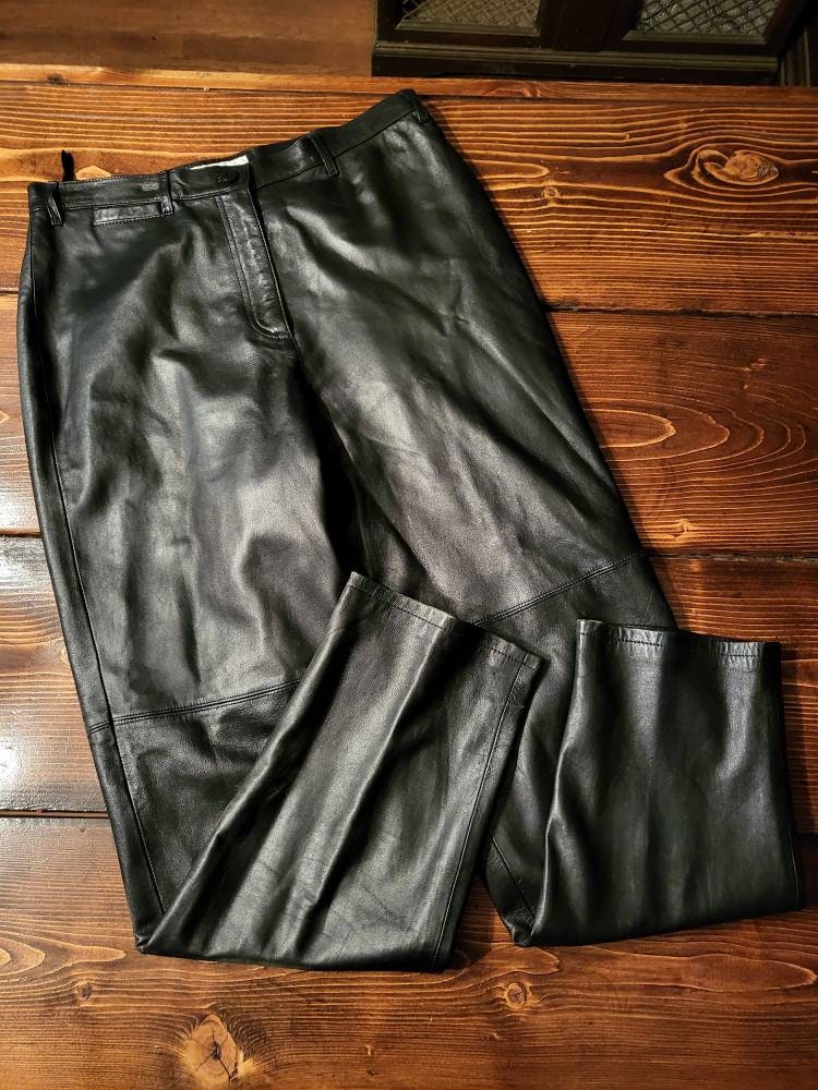 Women's Petite Faux Leather Trousers